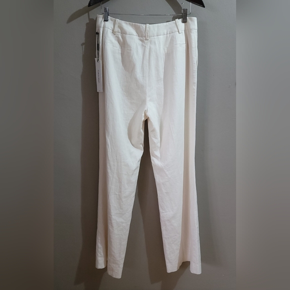 Calvin Klein NWT Timeless Off-White High-Rise Wide-Leg Linen Dress Pants SIZE 8 - Picture 6 of 12